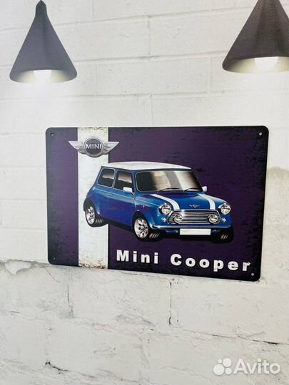 Декор на стену табличка Mini Cooper