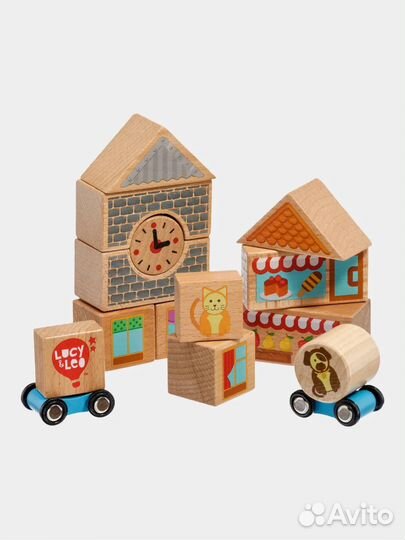 Деревянные кубики конструктор Lucy&Leo