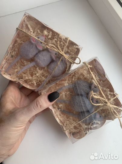 Мышка игрушка для кота, натуральная шерсть