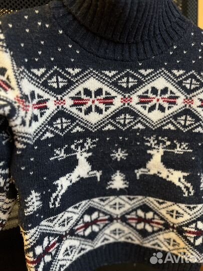 Свитер детский зимний с оленями 98-104 р