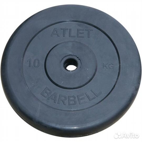 Диск обрезиненный 10 кг Barbell Atlet (чёрный)