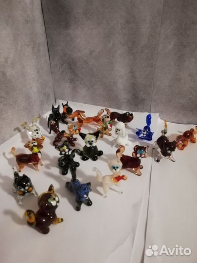 Фигурки Кошек и собак из стекла