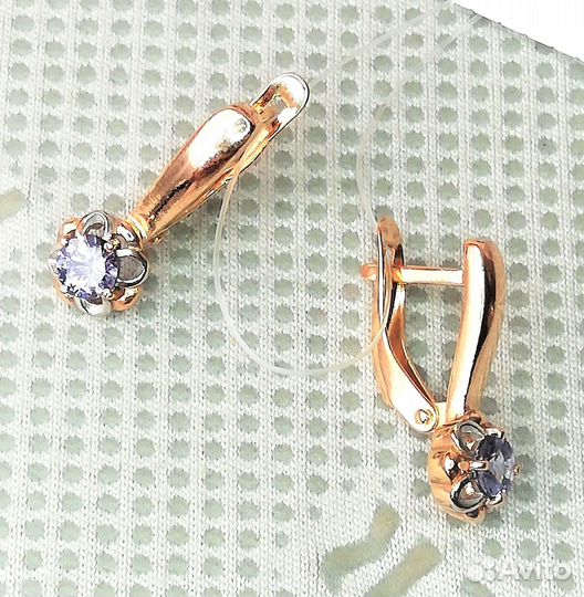 Серьги серебро танзанит С258