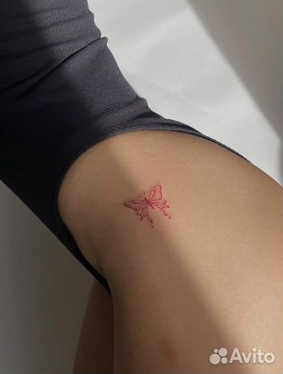 Мини тату (надпись, контур, акварельные цветы)