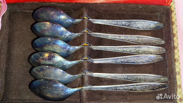 Новый набор чайных ложек.Мельхиор, серебрение.Ссср
