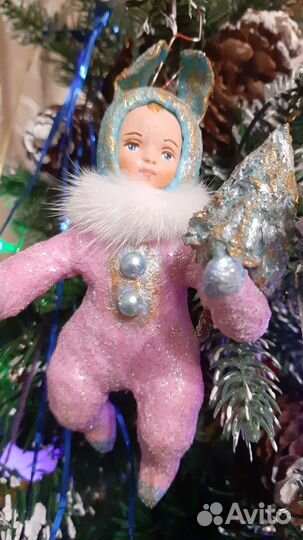 Ватная игрушка Розовая Зайка