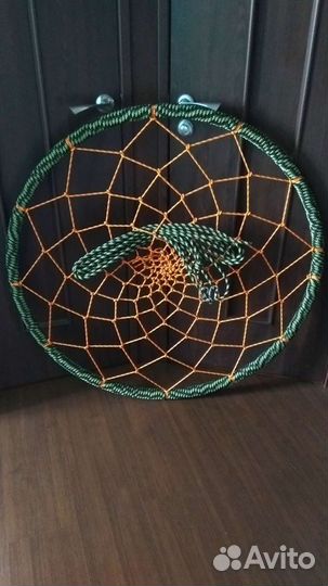 Качели гнездо 90 см с оранжевой сеткой