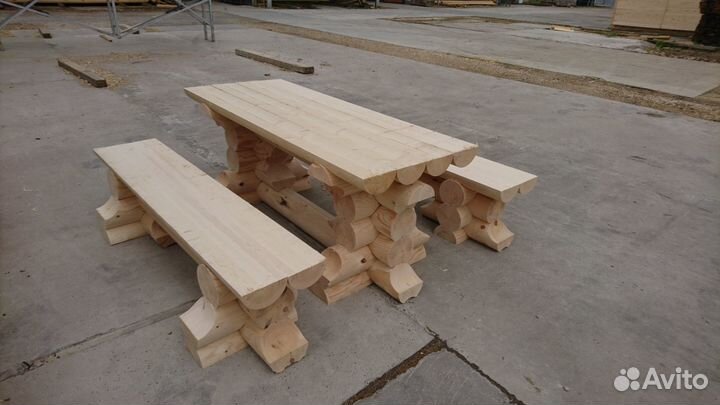 Сруб Садовой мебели из бревна для Бани