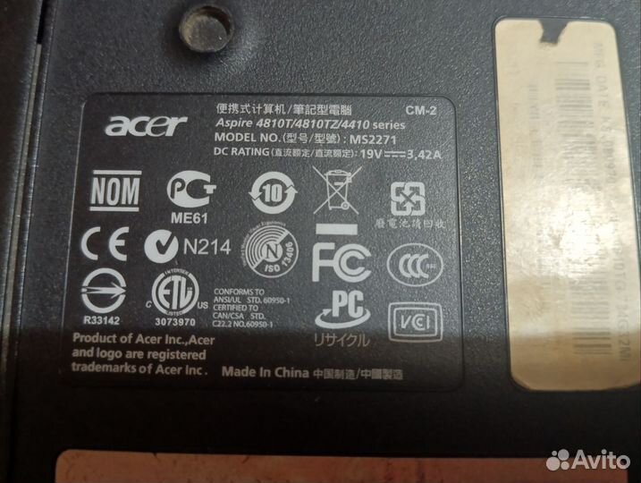 Acer aspire 4810t ms2271 разбор