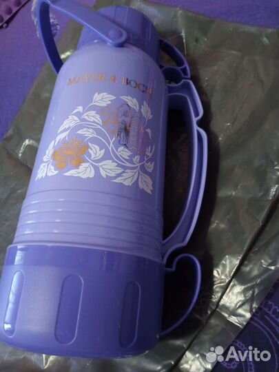 Термос со стеклянной колбой новый