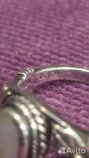 Кольцо с белым перламутром винтаж СССР