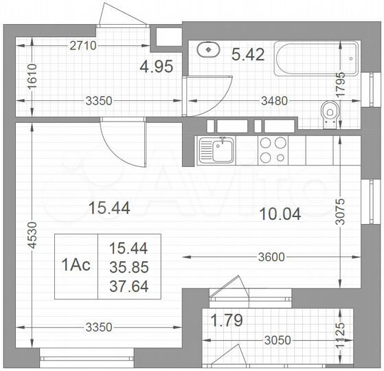 Квартира-студия, 37,6 м², 11/17 эт.