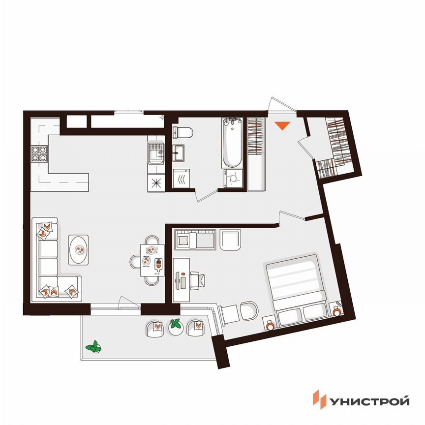 1-к. квартира, 63,7 м², 1/5 эт.