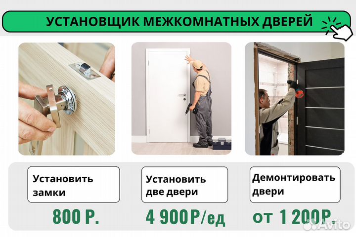 Установка межкомнатных дверей Остекление дверей