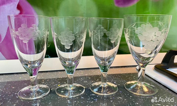 Бокалы рюмки фужеры СССР Стекло Добор Виноград