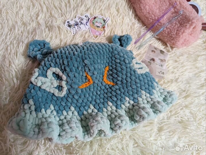 Плюшевая панамка-шапка ручной работы анемо слайм