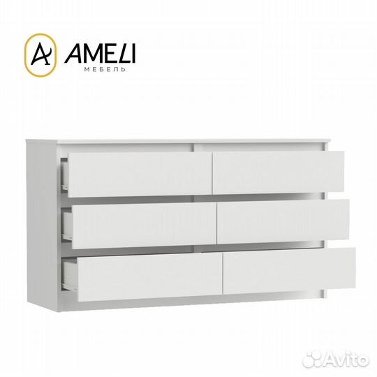 Комод с ящиками мори мк 1380.6, Белый