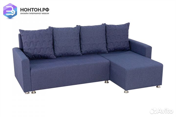 Диван угловой еврокнижка Челси 2 синий