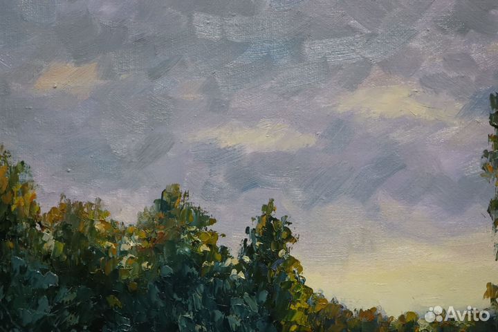 Картина маслом пейзаж речка