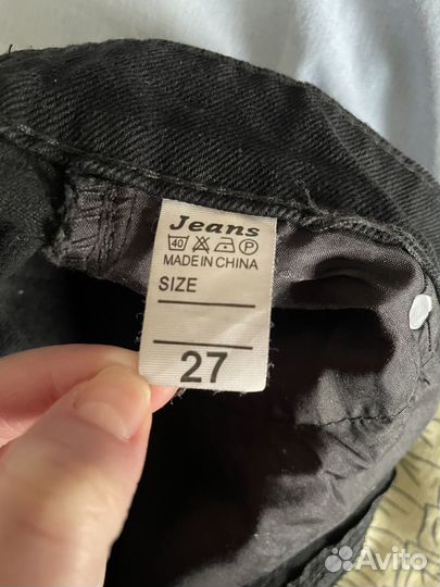 Джинсы черные широкие