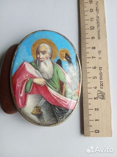 Икона 19в. финифть в серебре