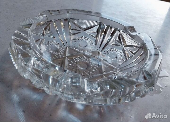 Большая хрустальная пепельница СССР большая