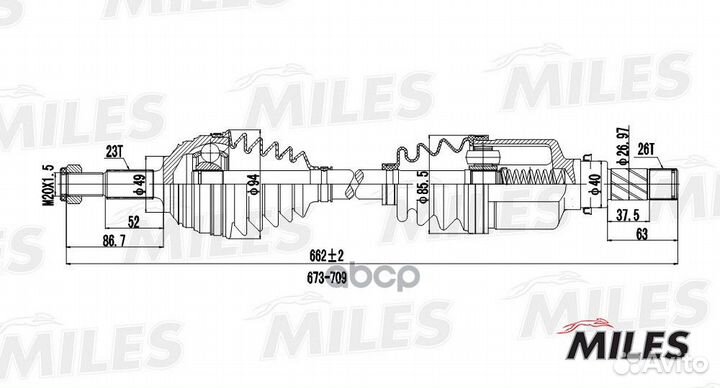 Привод renault megane 1.6 02- лев. miles GC01117