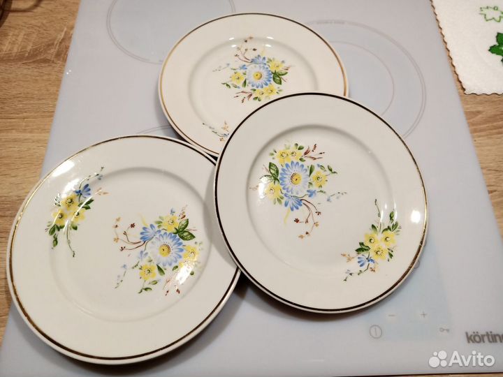 Тарелки фарфор СССР позолота Октябрьский фарфоро-ф
