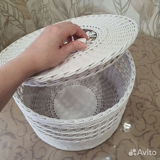 Корзина плетёная с крышкой - короб для хранения