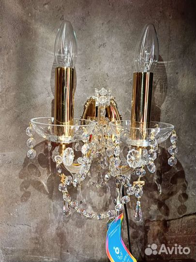 Винтажная бра, хрусталь Чехия