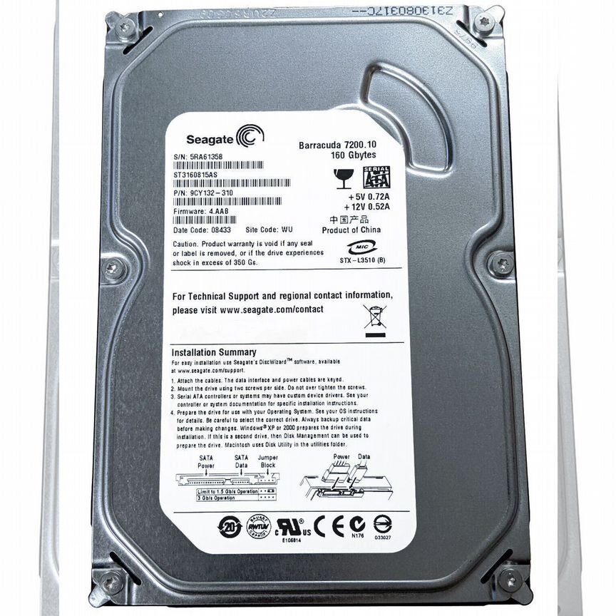 [ST3160815AS] Жесткий Диск Seagate 160gb Sata2 3.5 St3160815as