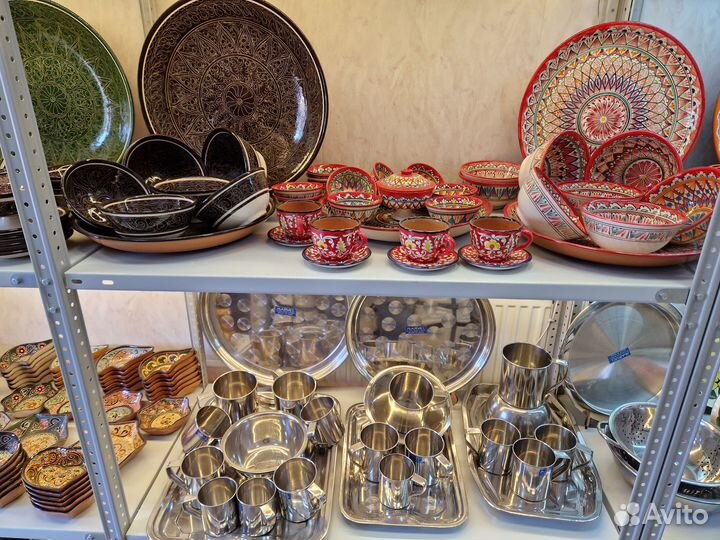 Риштанская, Узбекская посуда, ляган, пиала, косы