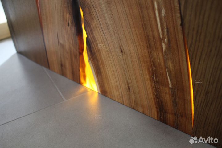 Морёный дуб журнальный стол с эпоксидкой