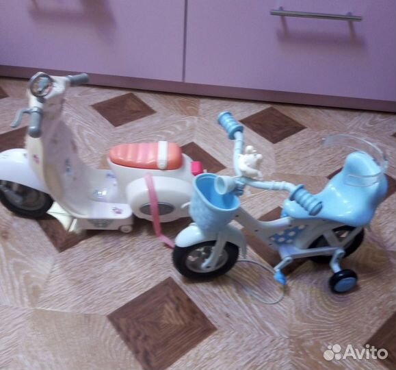 Велосипед и мото для кукол Беби Бон