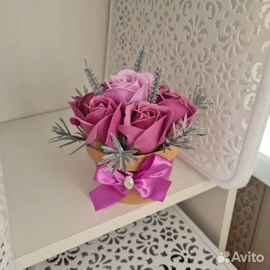 Мини букет из мыльных роз