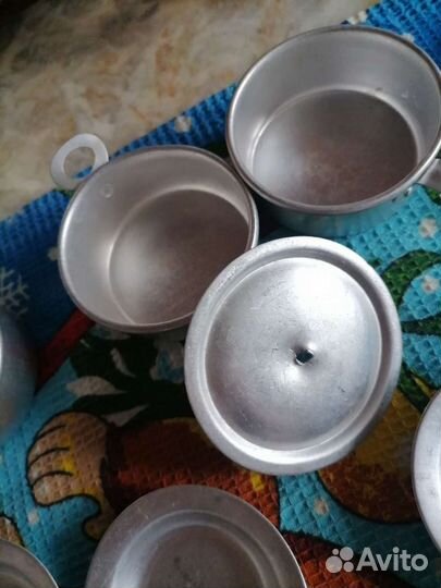 Набор кукольный посуды СССР алюминевый