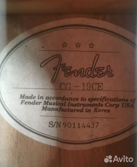 Электро-акустическая гитара Fender CG-19CE