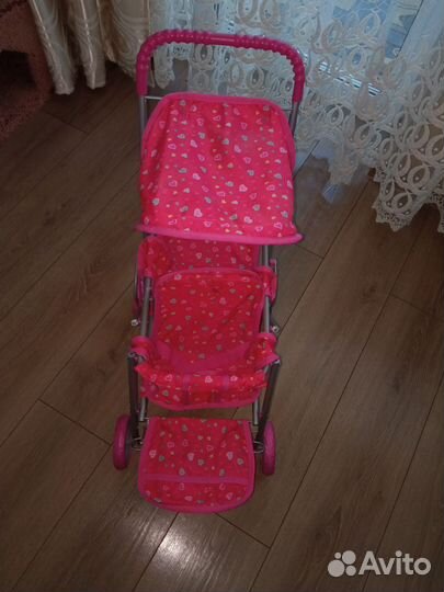 Игрушечная коляска для девочки двухместная