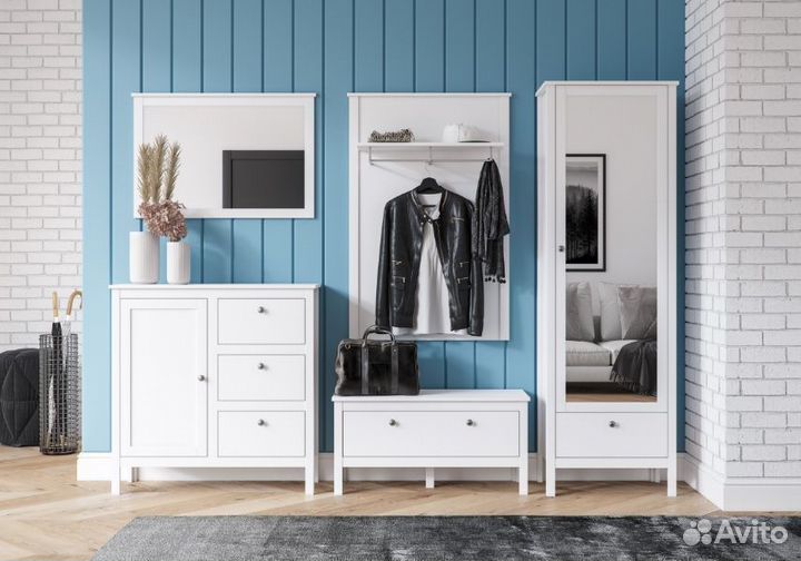 Тумба под обувь белая, скамья, аналог Икеа Хельга