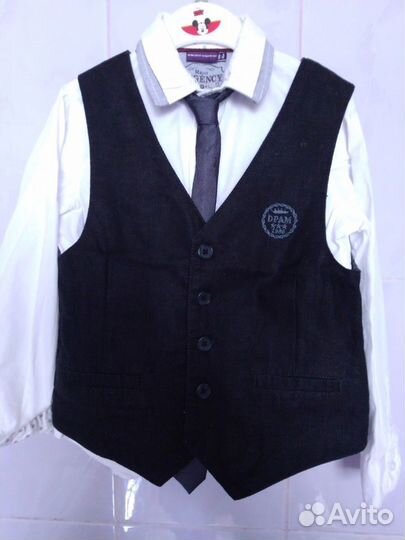Комплект: рубашка/жилетка/галстук р.110-116