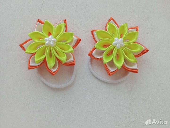 Резинки с цветами оранжевые