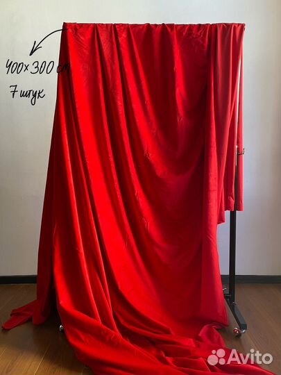 Бархатная красная ткань портьерная