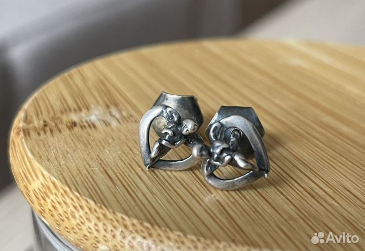 Серьги пусеты Ангелы, серебро