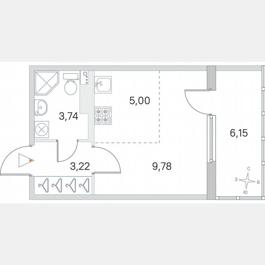 Квартира-студия, 24,8 м², 4/4 эт.