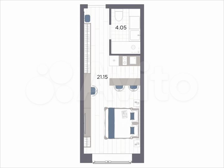 Апартаменты-студия, 25,2 м², 4/14 эт.