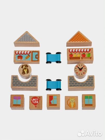 Деревянные кубики конструктор Lucy&Leo