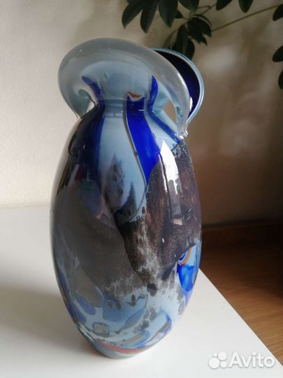 Большая ваза многослойное стекло гутная техника