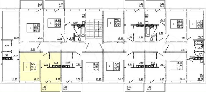 1-к. квартира, 37,8 м², 3/3 эт.