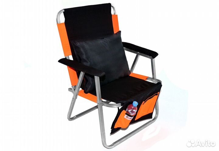 Кресло-шезлонг с подушкой карманом в чехле черное