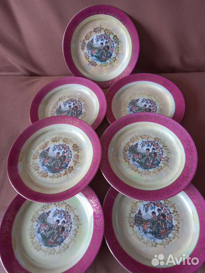 Антиквариат.Тарелки от сервиза Мадонна-Гейши гдр